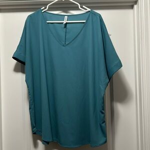 Zenana 2x teal, v neck blouse